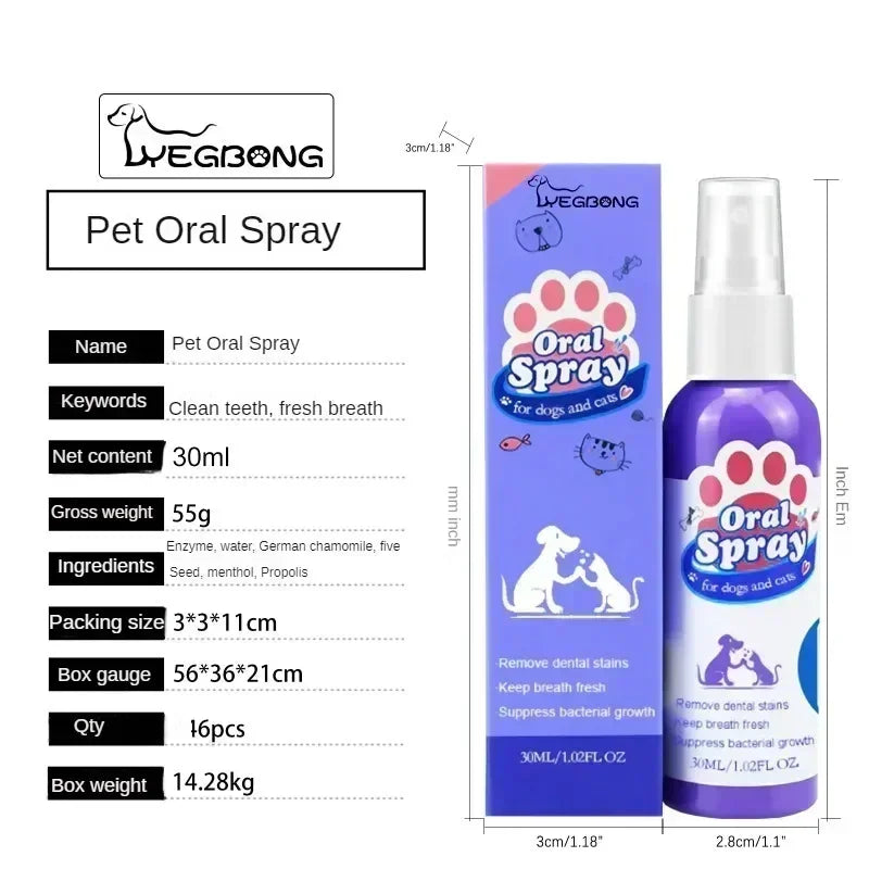 Pet Teeth Cleaning Spray for Fresh Breath & Oral Care